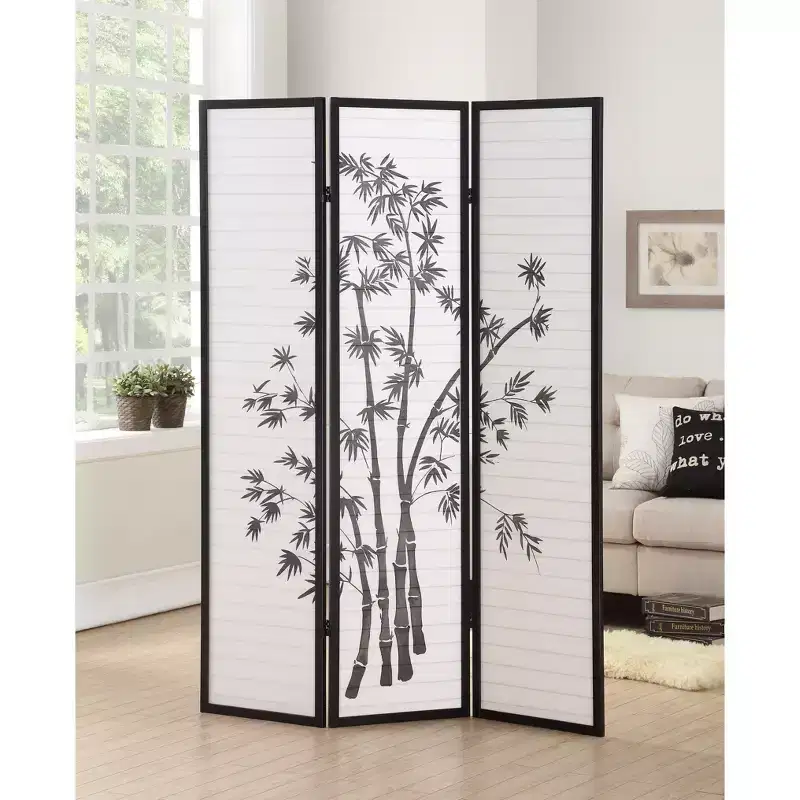 Black 3-Panel Shoji Screen Room Divider