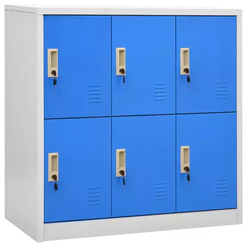 vidaXL Durable Storage Locker Cabinets - Modern Design, Made of Steel in Gray and Blue - Ideal for Schools, Offices - 35.4x17.7x36.4