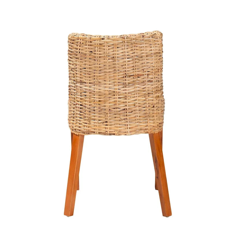 Bohemian Light Honey Kubu Rattan & Mahogany Wood Dining Chair