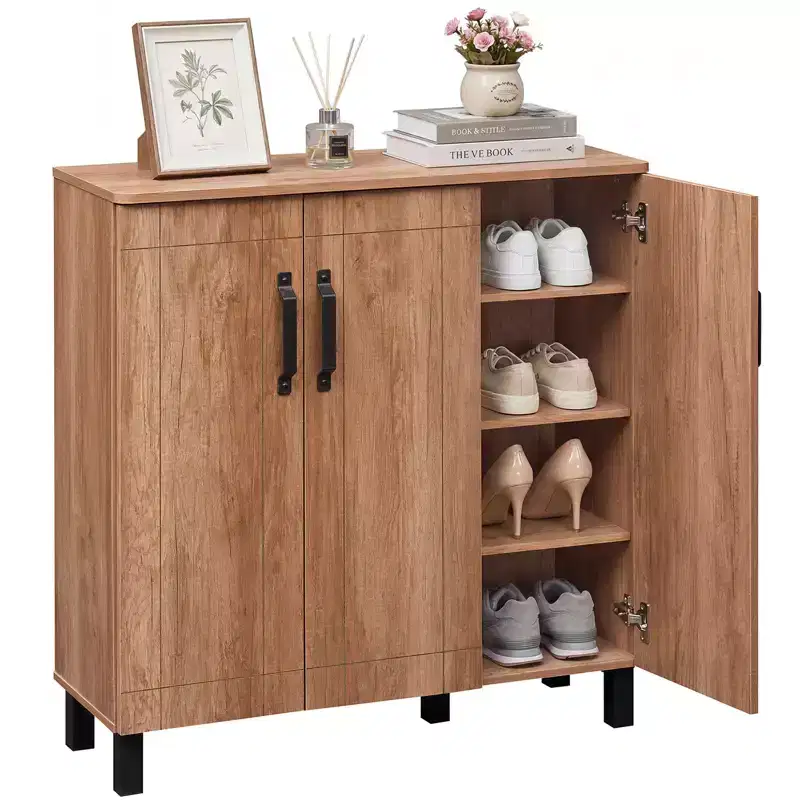5-Tier Shoe Storage Cabinet with 3 Doors, Removable Shelves & Ventilation Hole