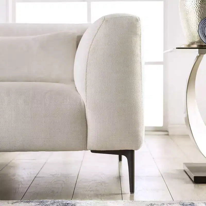 HOMES: Inside + Out Plumeria L Shaped Sectional Left Chaise with Feather Blend Cushions Linen White