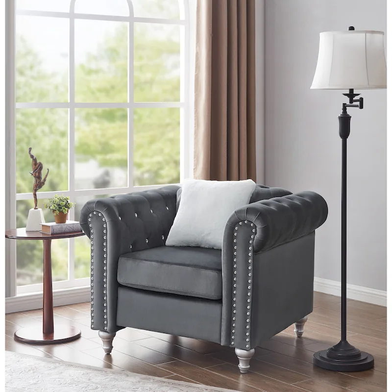 Velvet Crystal Accent Chair