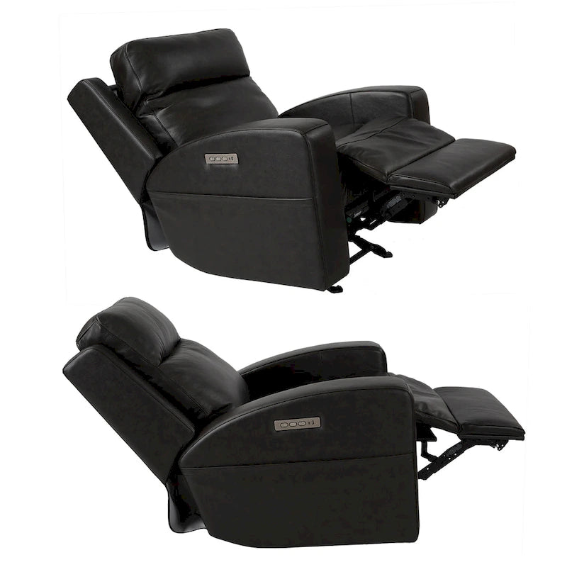 37 in. Top Grain Leather Power Glider Recliner with USB Charging and Adjustable Headrest