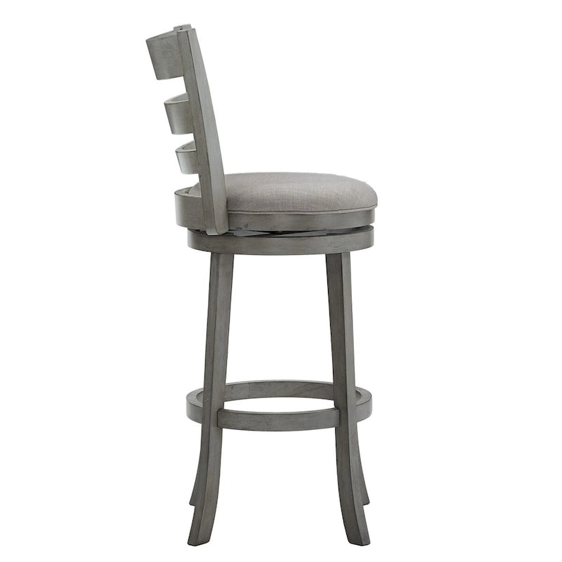 Antique Linen Ladder Back Swivel Bar Stool, Single Seat – Antique Grey / Antique White