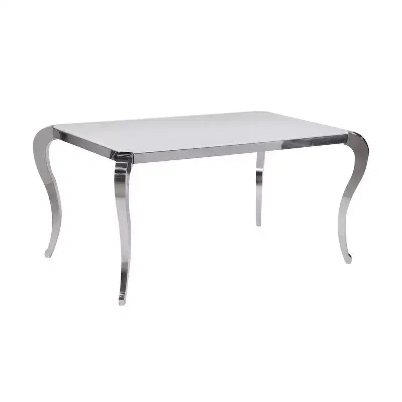 Starphire Glass Top Dining Table with Cabriole Steel Base