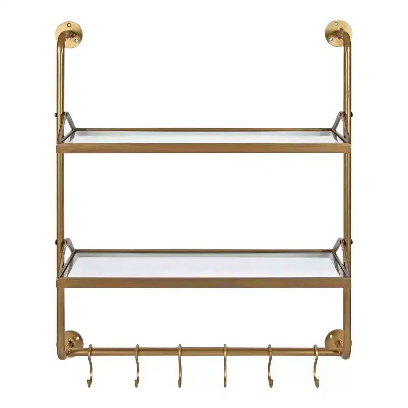 26" x 31" Marit Metal Wall Shelf Gold - Kate & Laurel All Things Decor