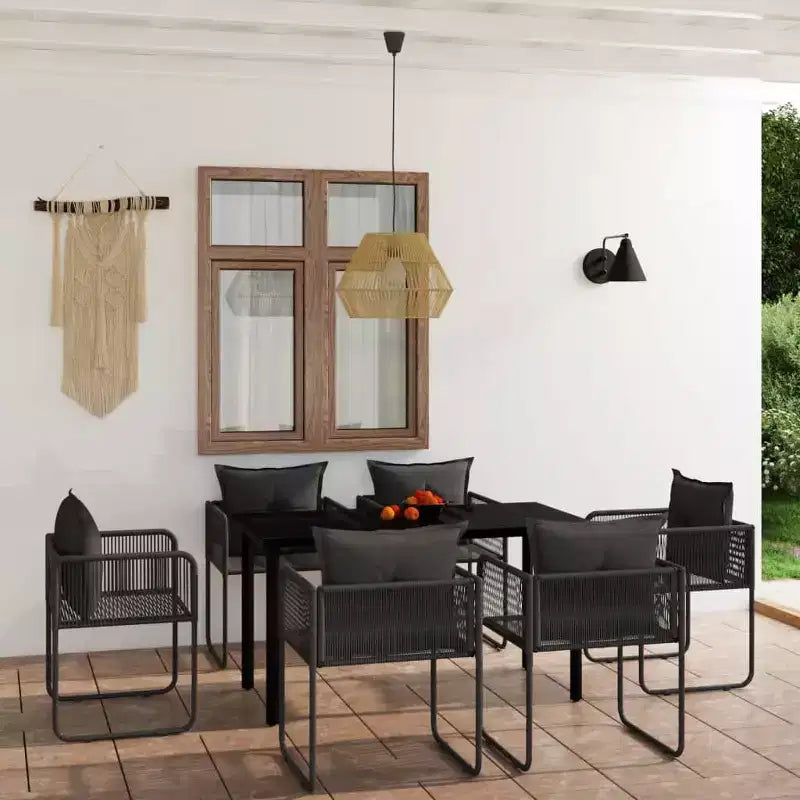 vidaXL Patio Dining Set with Cushioned Chairs