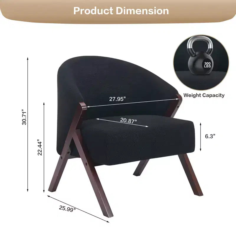 COZONY Mid Century Modern Accent Chair, Upholstered Armchair with Wood Frame for Living Room and Bedroom