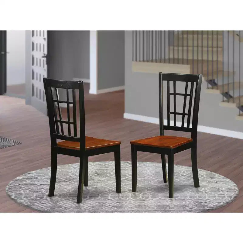 HomeStock Nicoli Dining Chair Set Of 2 Buttermilk Brown Linen Fabric Seat