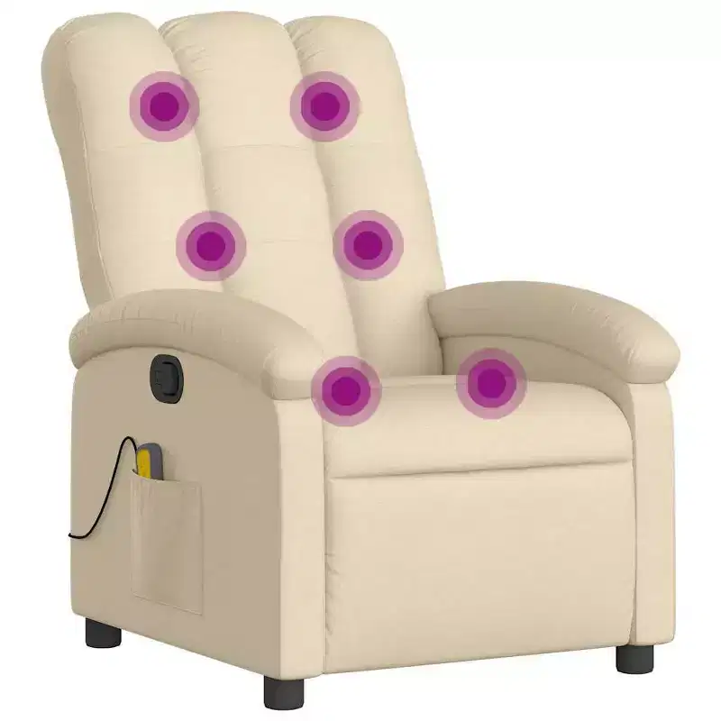 Massage Recliner Chair with 6-Point Vibration, Adjustable Backrest & Footrest - Cream