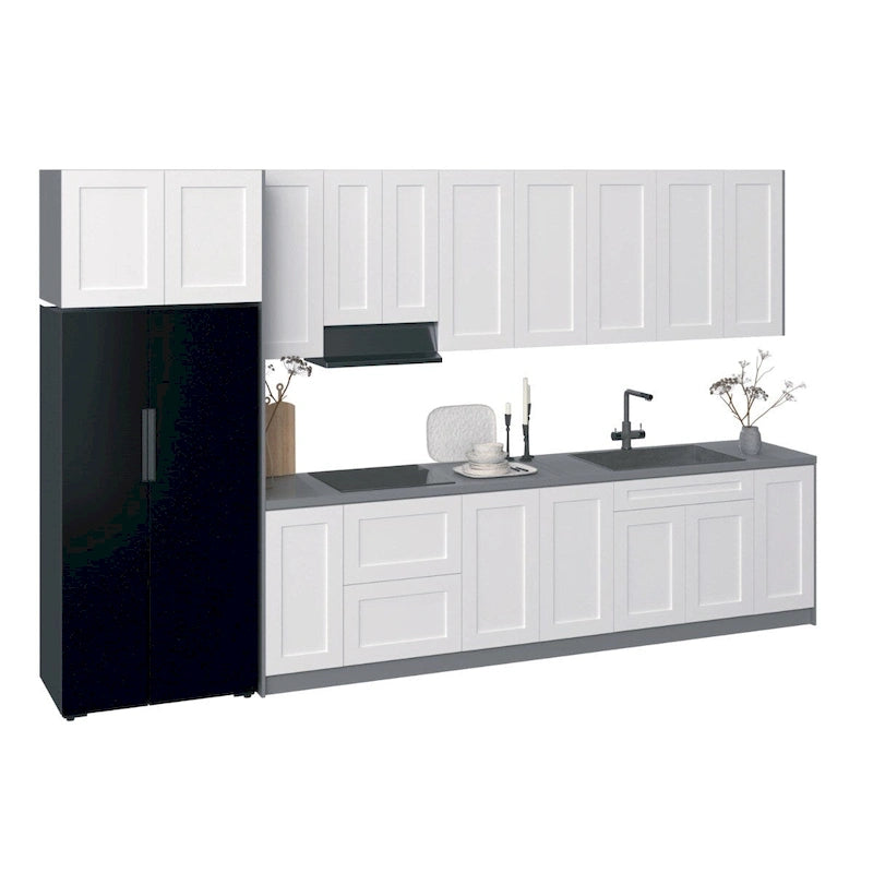 Kitchen White Matte Base Cabinet, 13 Ft Wide - 157 x 24