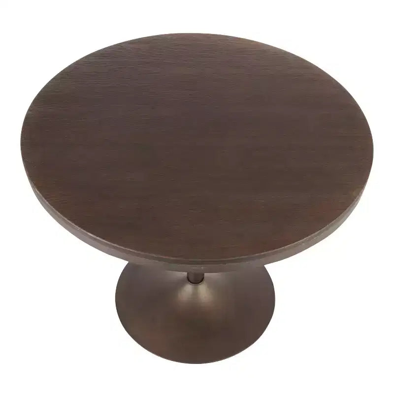 36 Industrial Round Dining Table with Bamboo Top and Antique Metal Base