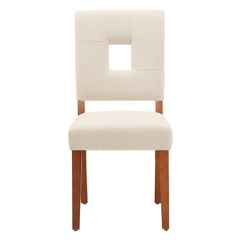Upholstered Fabric Keyhole Dining Chair