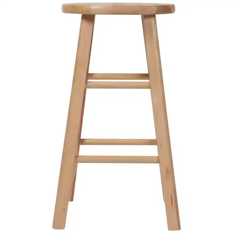 eHemco Solid Hardwood Counter Height Barstool, Natural Birch, 24 Inches, Round Seat, Fully Assembled