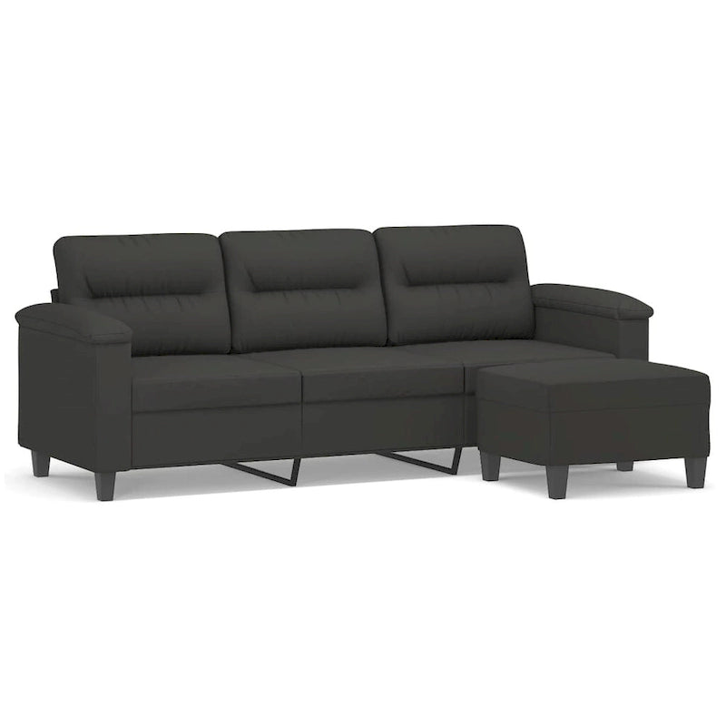 Modern Accent Upholstered Chair with Footstool Microfiber Fabric