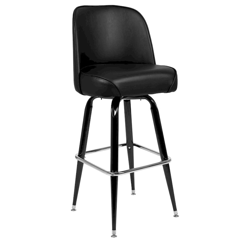 2-Pack Metal Barstools with Swivel Vinyl Bucket Seat & Footrest