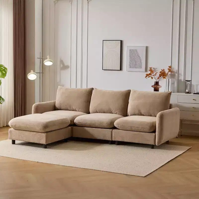 Christopher Knight Home Acker 4 Pieces Modern L Shape Upholstered Sectional Sofa Set