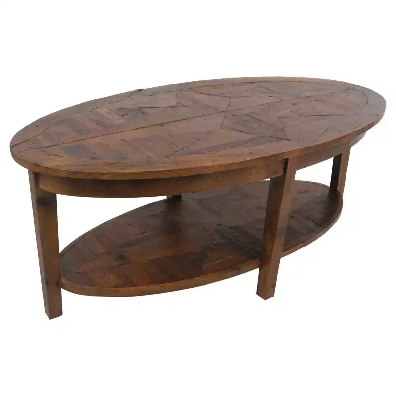 Alaterre Revive 48-inch Oval Coffee Table with Storage Shelf for Living Room Décor, Natural