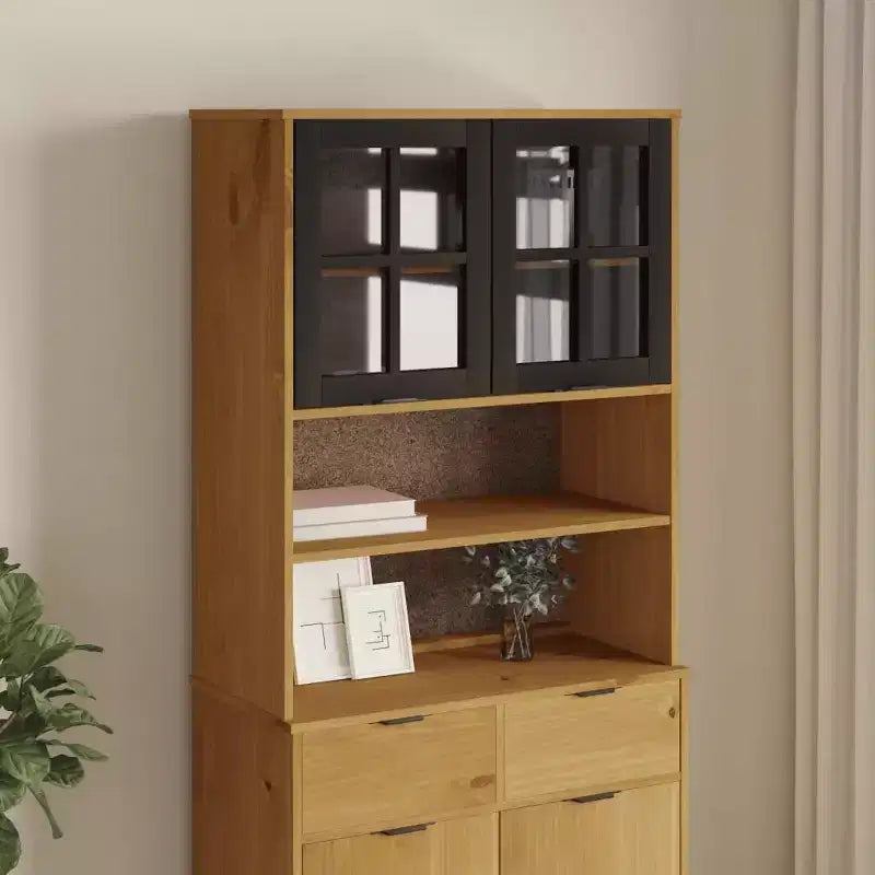 vidaXL FLAM Top for Highboard with Glass Doors Solid Wood Pine