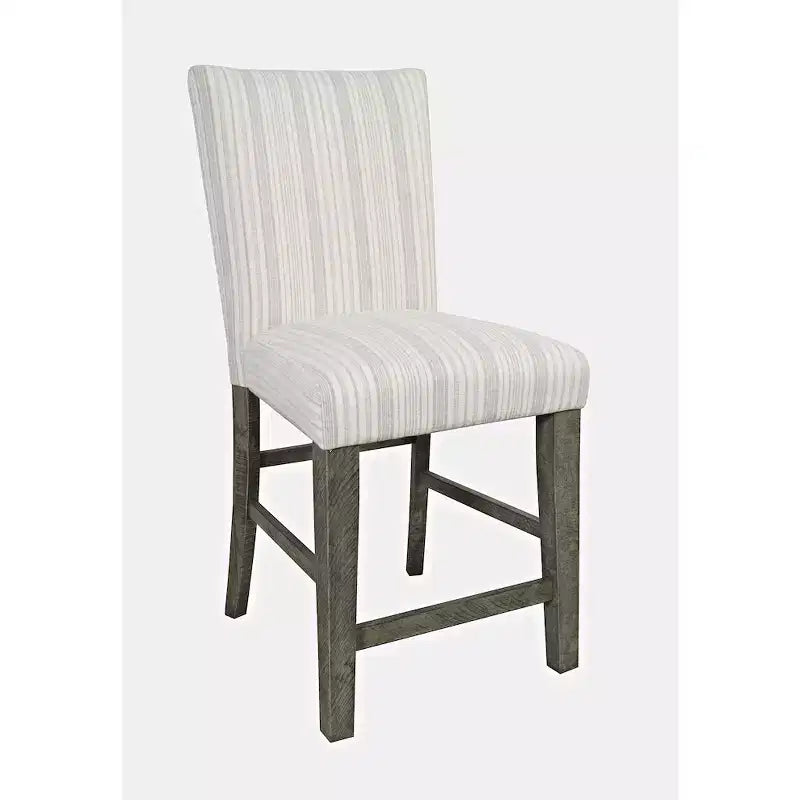 Jofran, Farmhouse Rustic Solid Wood Parsons Striped Upholstery Counter Stool (Set of 2)