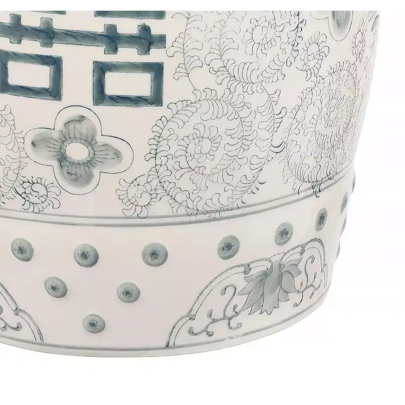 JONATHAN Y Double Happiness 18 Chinoiserie Ceramic Drum Garden Stool/Accent Table