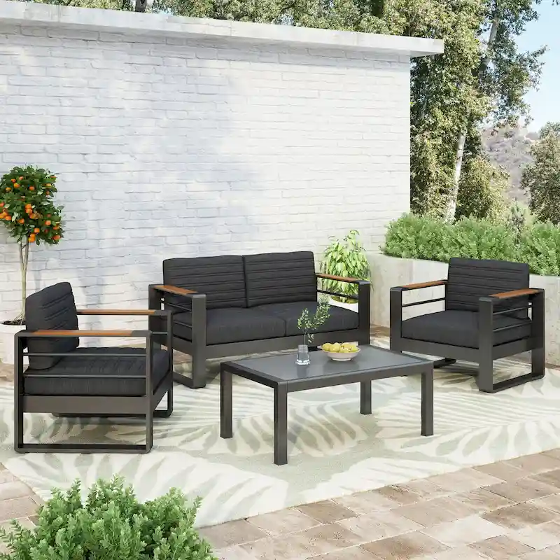 Giovanna Cushioned 4-piece Patio Chat Set by Christopher Knight Home