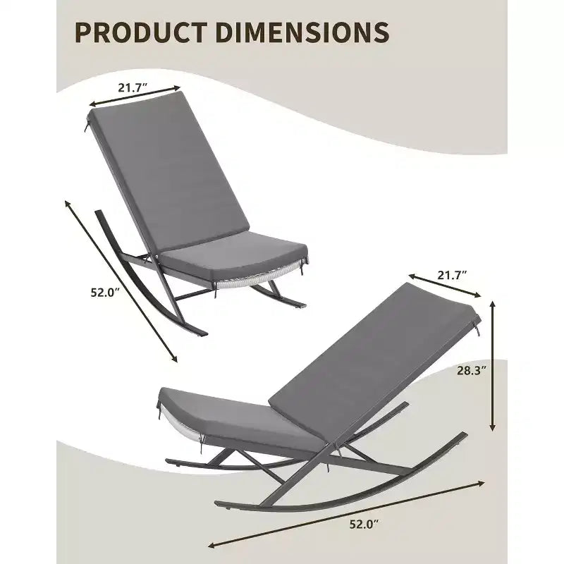 Summit Adventure Outdoor Rocking Papasan Chair  Patio & Indoor Recliner with CushionGrey