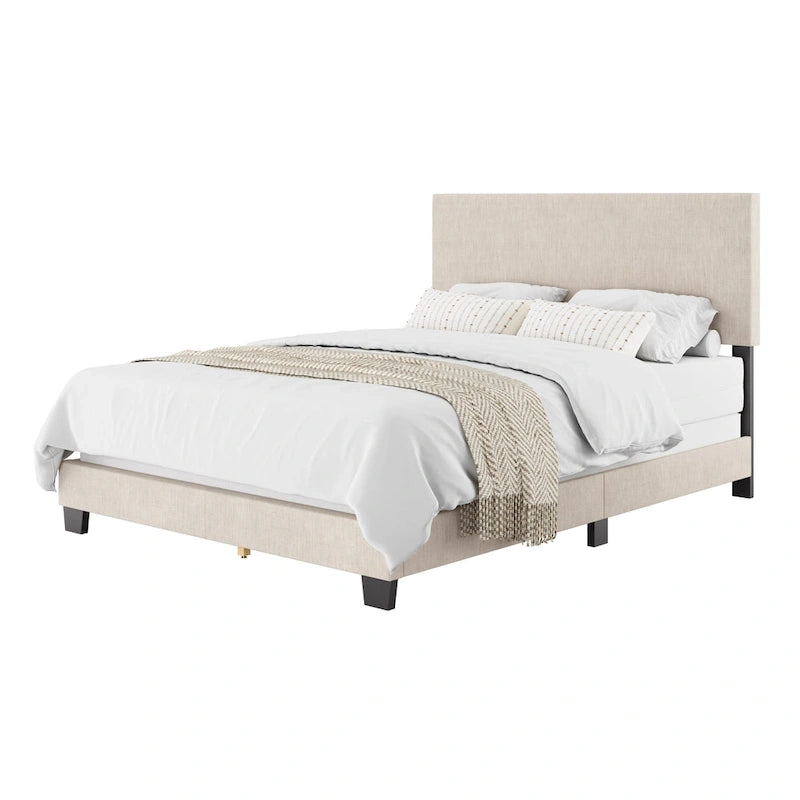 Upholstered Modern Queen Bed, Box Spring Required