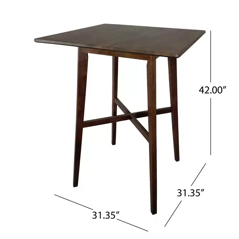 GDFStudio Hildred Modern Laminate and Rubber Wood Square 42 Bar Dining Table