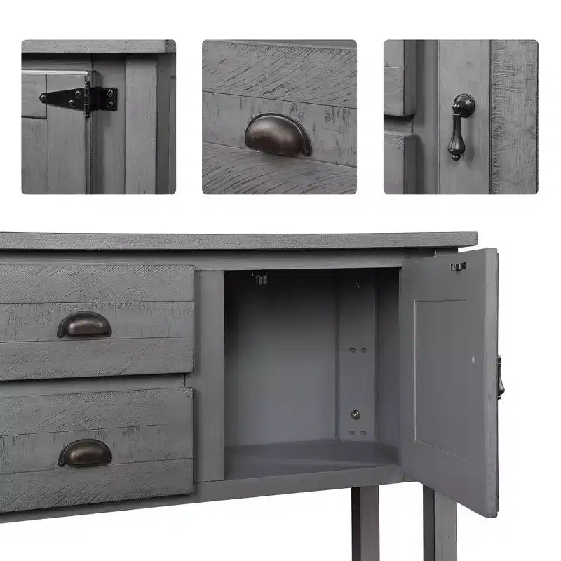 Farmhouse-style sideboard with two drawers, cabinet, and bottom shelf Kitchen, dining room, or entryway sideboard Sofa table