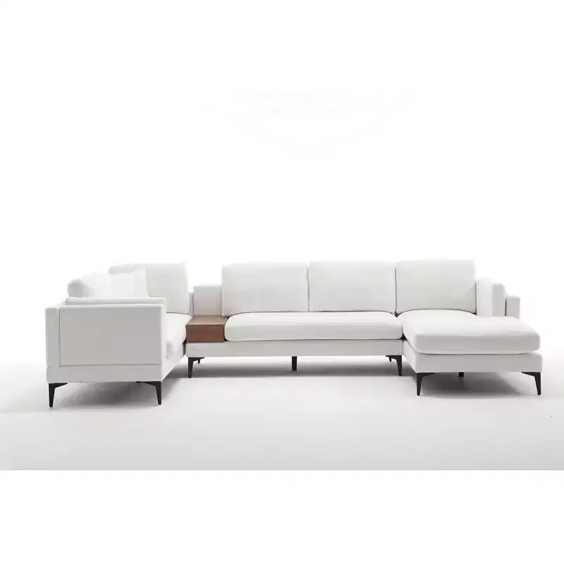 5-Seat Minimalist Cloud Couch and Loveseat Set U Shaped Sectional Sofa for Living Room Linen - Morden Fort