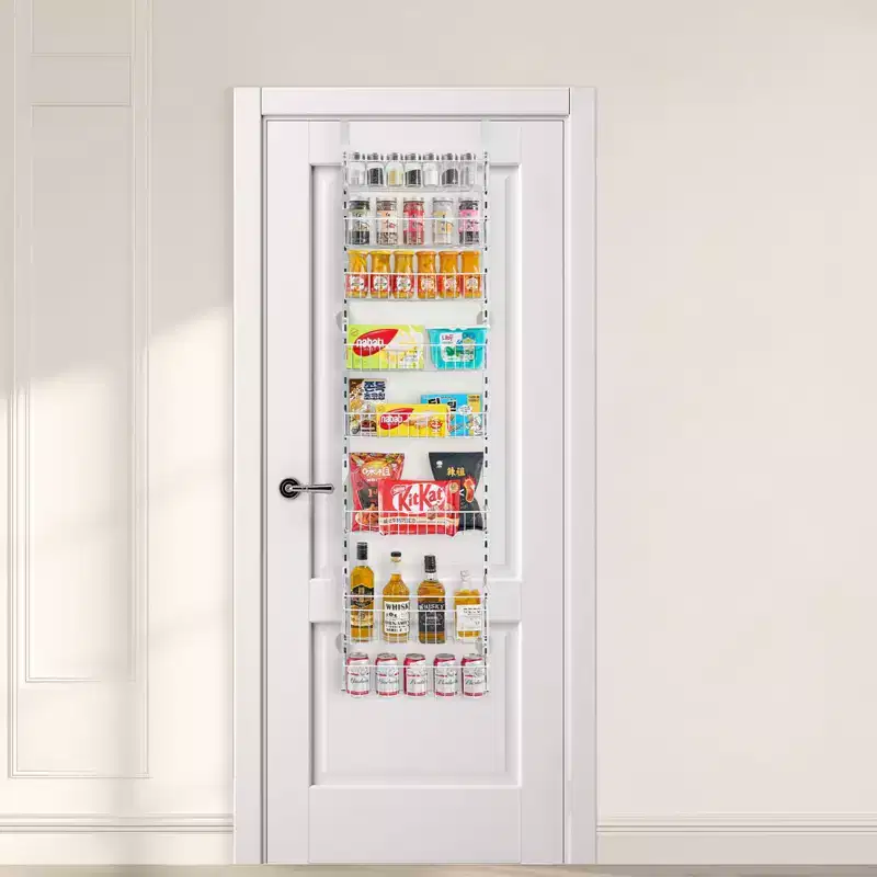 VEVOR Over the Door Pantry Organizer, 8-Tier Pantry Organization and Storage, Heavy-Duty Steel Hanging Spice Rack, White