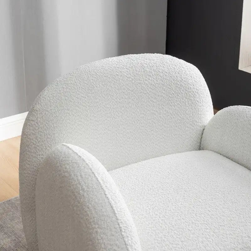 Modern Glam Boucle Upholstered Swivel Accent Armchair with 360 Degree Swivel Base