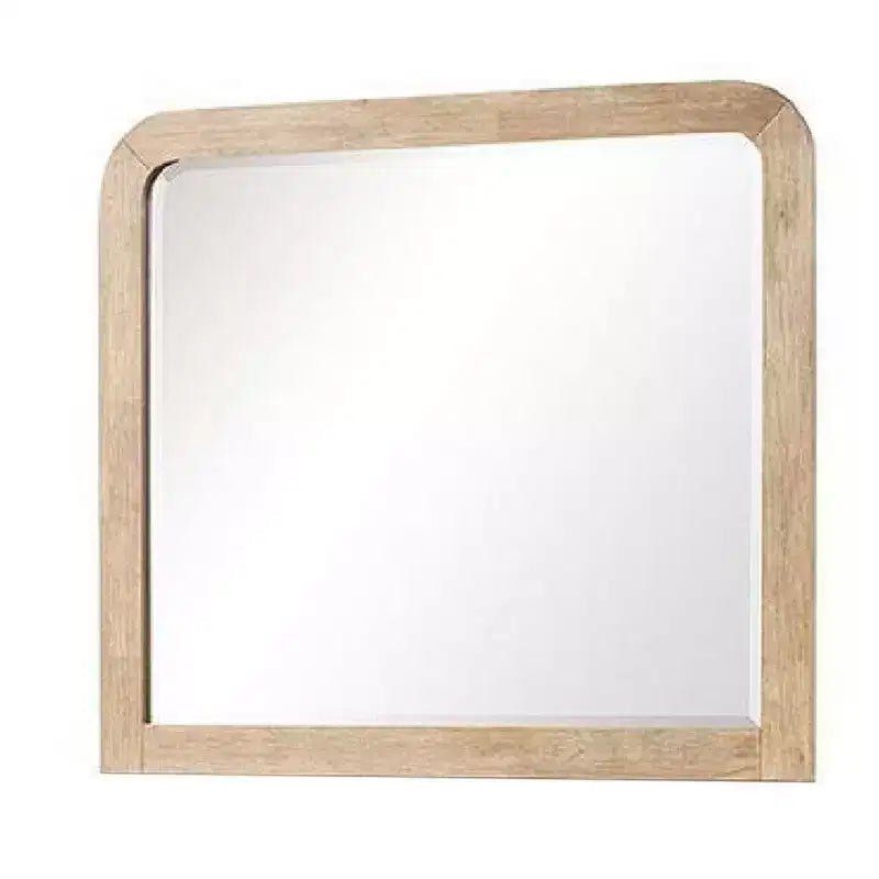 Royal Hampton Dresser Mirror, Beveled Glass, Natural Brown Solid Wood, 36x42