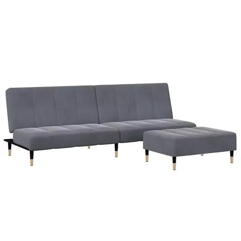 vidaXL 2-Seater Sofa Bed with Footstool Sleeper Couch Bed Living Room Velvet