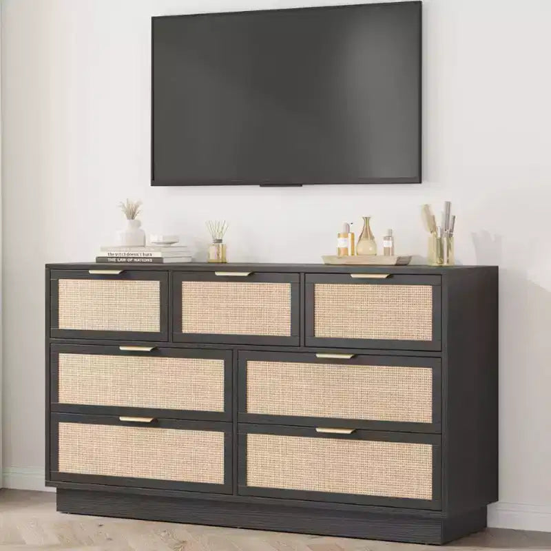Rattan 7-Drawer Dresser - 55