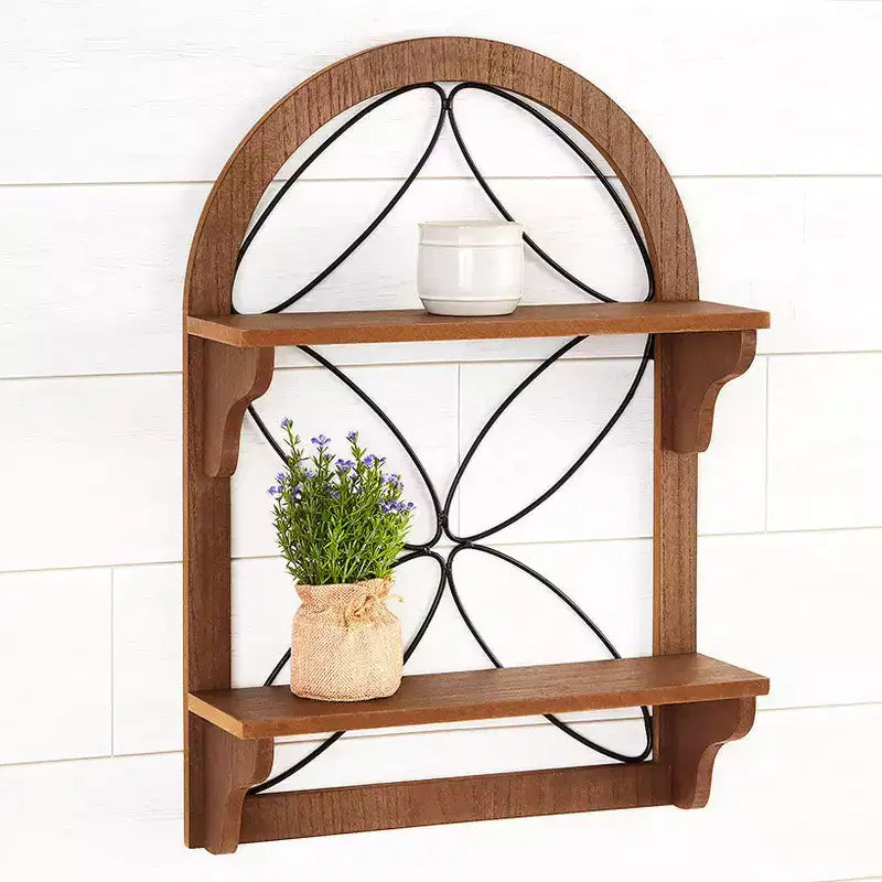 The Lakeside Collection Decorative Wood-Like Console Table or Matching Shelf with Metal Scroll -