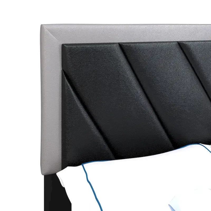 Savona Diagonal Upholstered Black and Gray Bed Frame