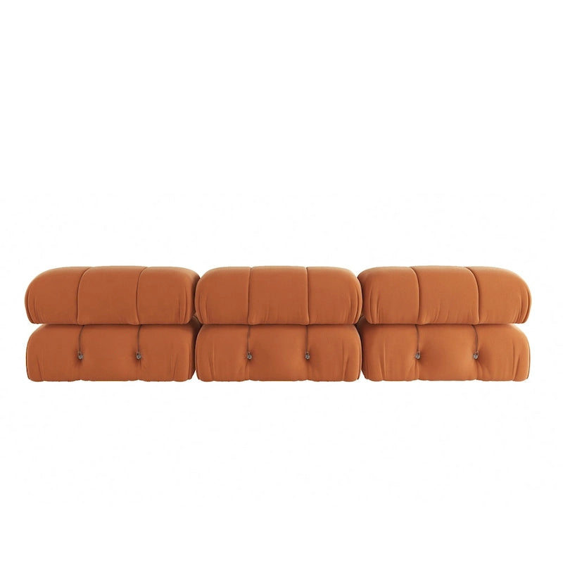 Velvet 3-Seater Sofa with Solid Wood Frame and Pocket Coil Springs