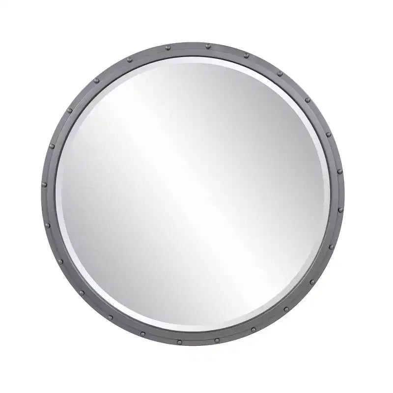 Metal Framed Industrial Mirror with Rivet Details
