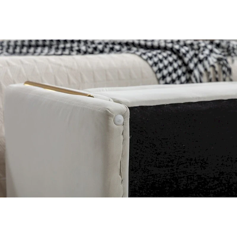 Velvet Storage Bench with Metal Trim