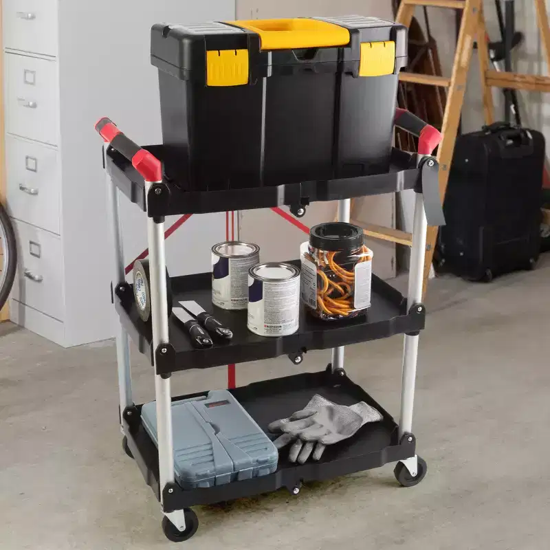 Stalwart Folding Cart with 50lb Capacity Per Shelf