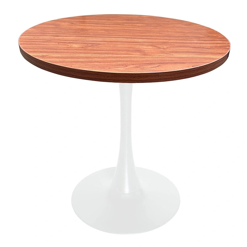 36 in. Round Dining Table for 4 with MDF Top and White Iron Base
