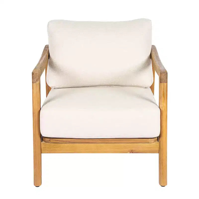 Christopher Knight Home Ritu Modern Acacia Wood Patio Club Chair with Rope Back Detail and Cushion