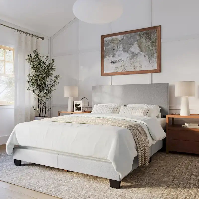 Upholstered Modern Queen Bed, Box Spring Required