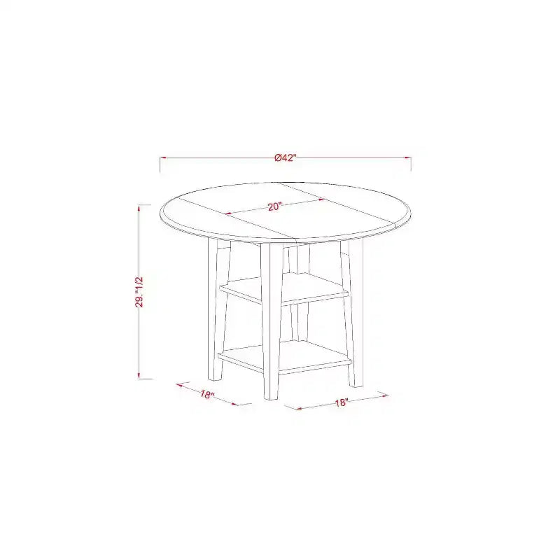 5-Pc Round Linen White Finish Solid Wood Top-Dining Room Set with Dropleaf-Seats 4