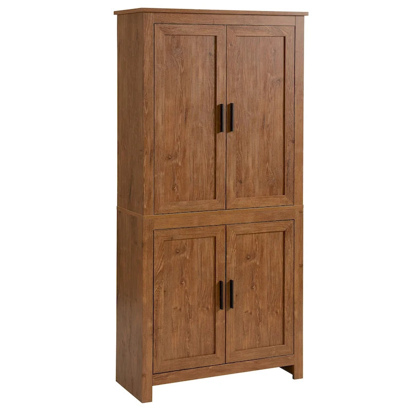 64-Inch 4-Door Kitchen Pantry Freestanding Storage Cabinet with 3 Adjustable Shelves