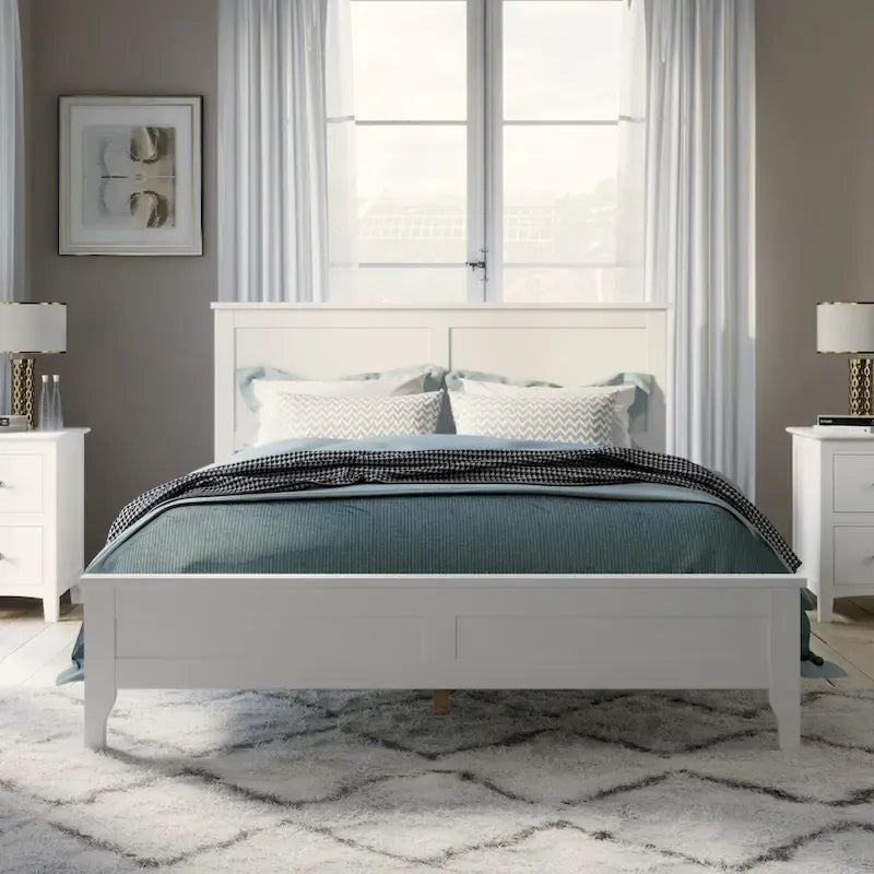 Solid Wood Platform Bed with Headboard