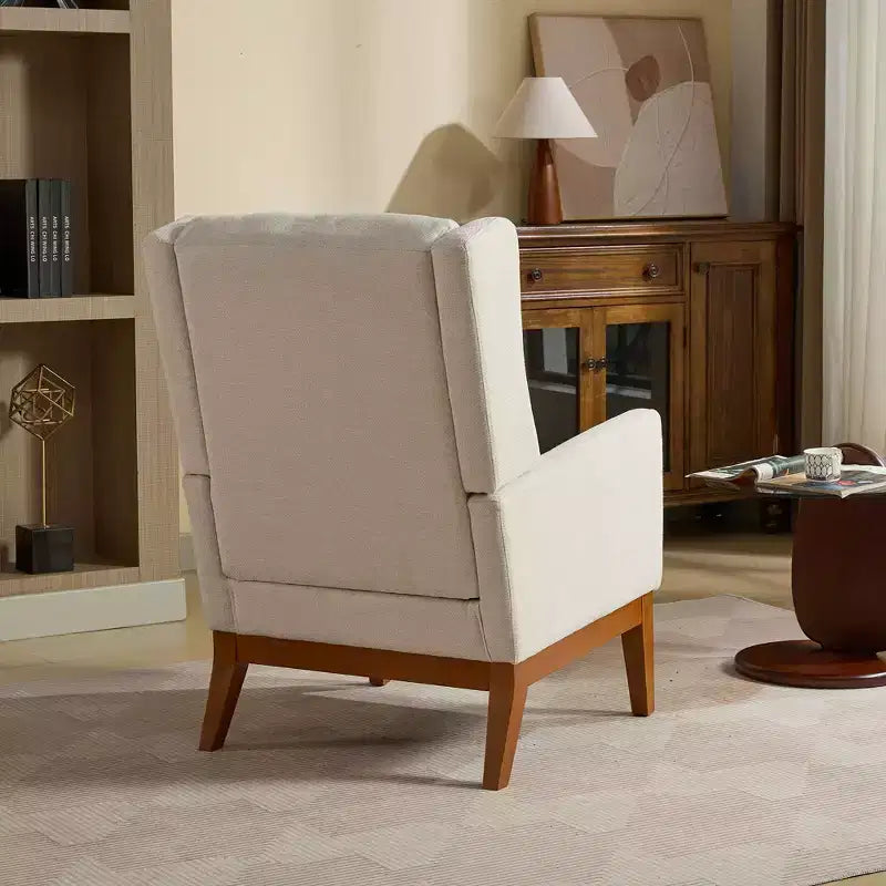 Modern Accent Chair with Upholstered Seat, Solid Wood Frame, High Back Single Sofa for Living Room Bedroom