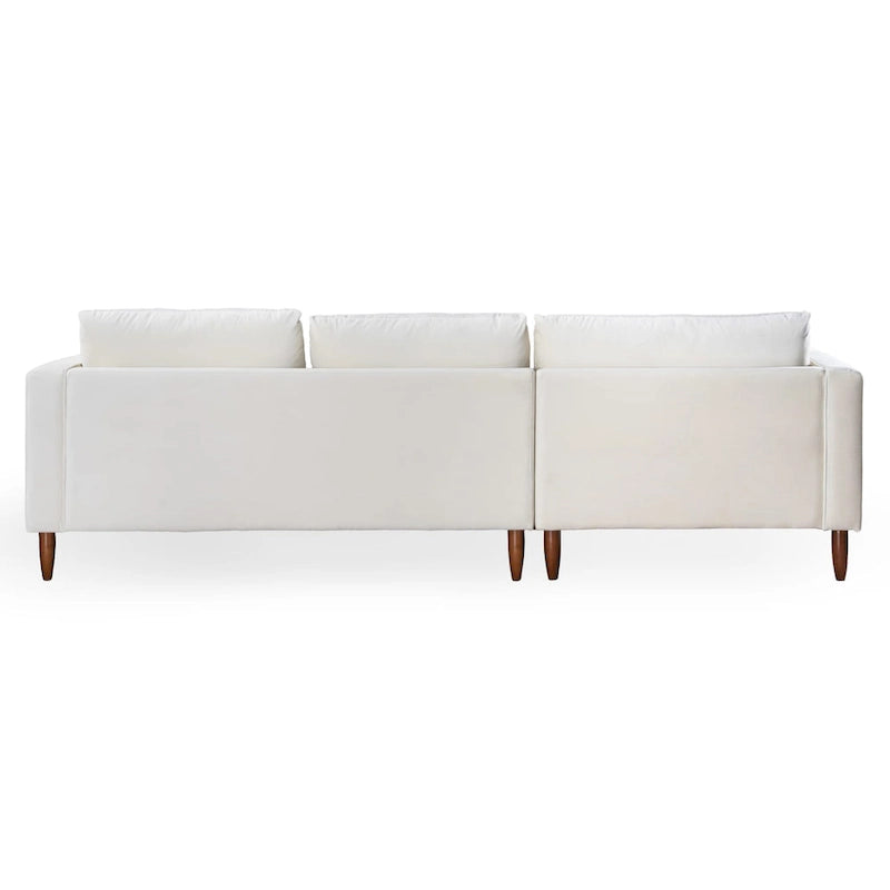 Mid-Century Modern L-Shaped Pillow Back Velvet Sectional Sofa